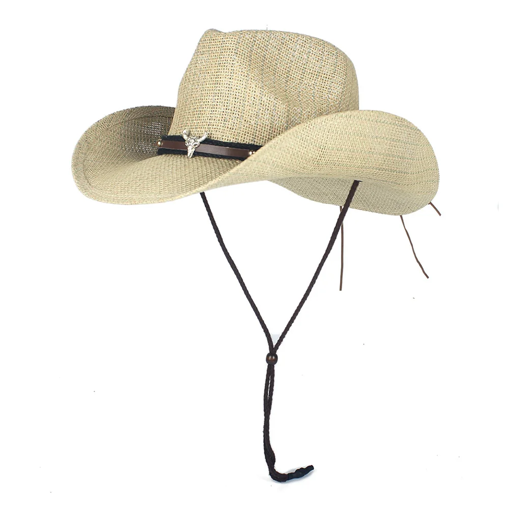 С принтом «павлиньи перья»; полые западная ковбойская шляпа для лета женская соломянная сомбреро Hombre пляж в ковбойском стиле джаз шляпа от солнца Размеры окружности головы 56-58 см