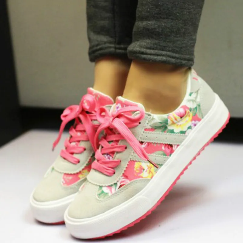 

Sneakers Women Shoes Fashion 2018 Printed Casual Shoes Woman Flat with Shoes Canvas Female Sneakers tenis feminino