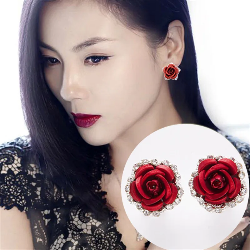 

Rose Stud Earrings For Women Fashion Flower Jewelry