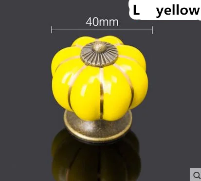 Высокое качество Красочные винтажные тыквенные керамические дверные ручки шкаф ящик комод кухня тянуть мебельные ручки - Цвет: E