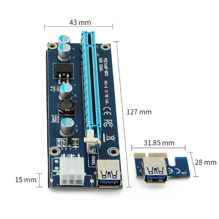 PCI-E Riser PCI E Express 1X to 16X Riser Card (4)