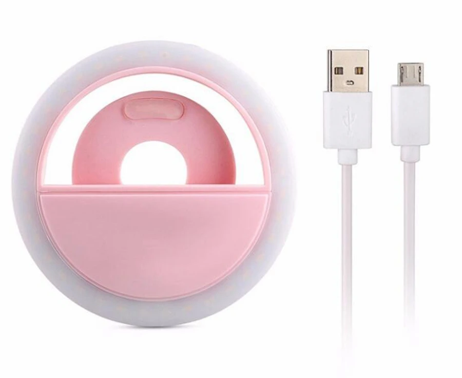 36 светодиодный s USB Перезаряжаемый селфи портативный светодиодный вспышка для селфи кольцо заполняющий свет лампы Зажим для камеры для iPhone 7 8 samsung huawei Xiaomi - Цвет: Розовый