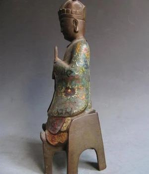 

China classical 100% Pure Bronze cloisonne officeholder civilian official Statue