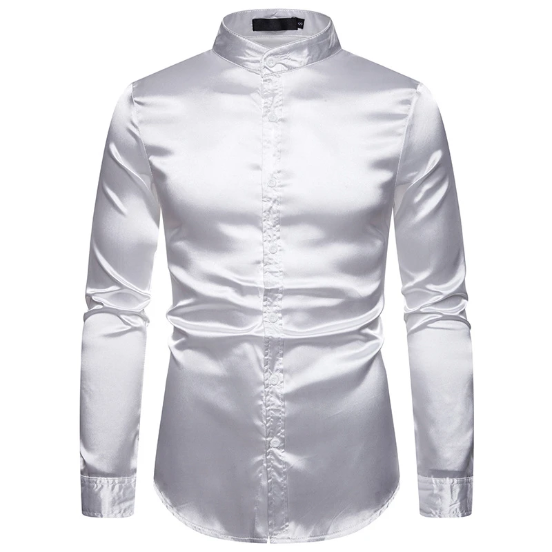 Camisa blanca de seda hombre Clearance
