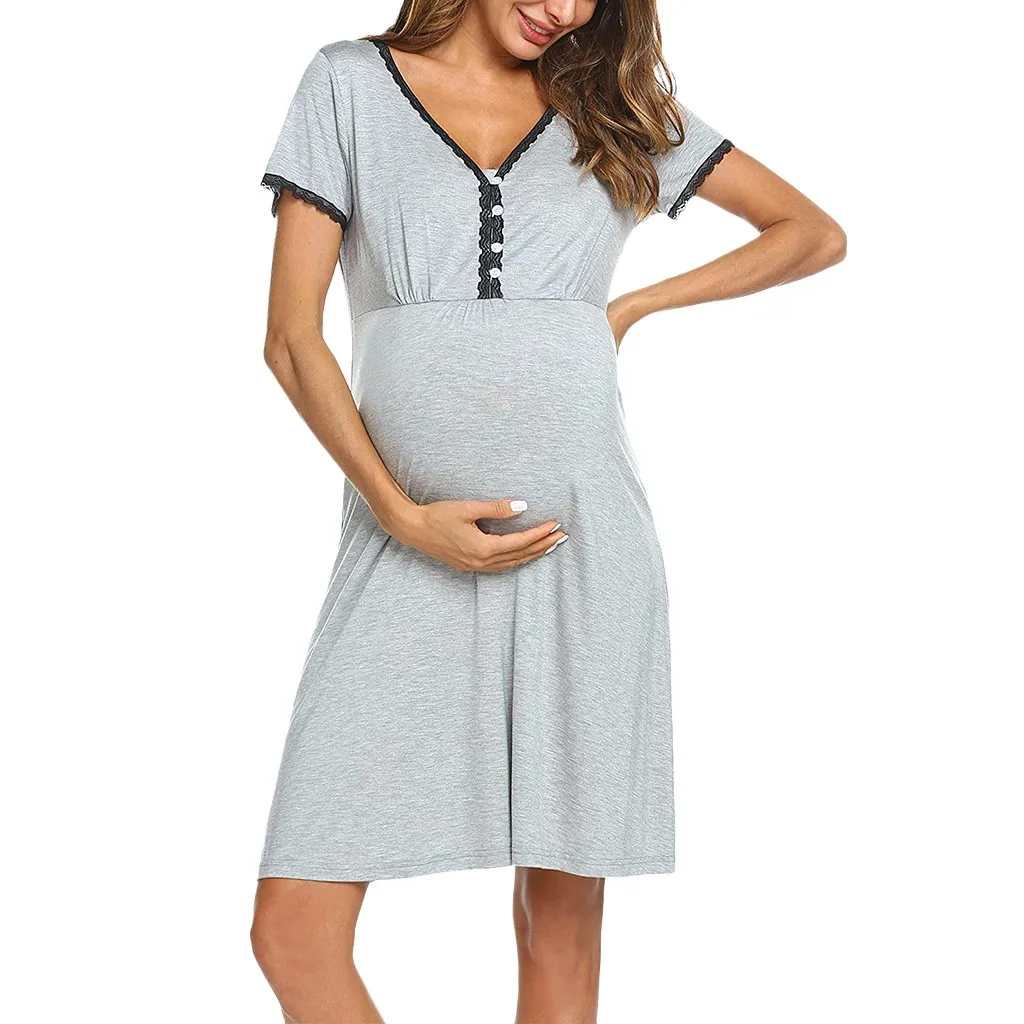 Для женщин для беременных с коротким рукавом Уход Платье Грудное вскармливание Ночные сорочки Одежда фотографии для кормления халат для