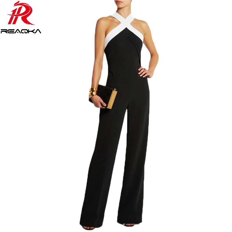 Self portrait New Jumpsuit women overall Black white stitching women's Halter sexy Hollow jumpsuit waist pants coveralls Rompers шорты комбинезон женский летний комбенизон комбинезон женский комбинезон купальники