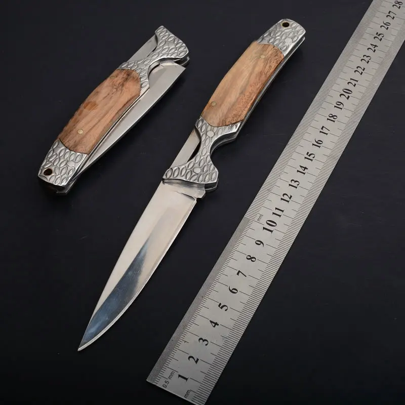 

Hysenss Little Waist Tactical Folding Knife 3Cr13Mov 56HRC Wood Handle Outdoor Camping Hunting Survival Pocket EDC Tools