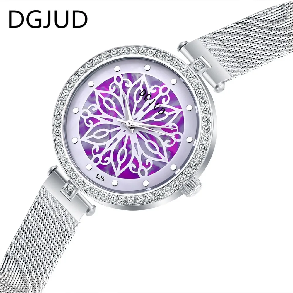 

Purple Blue Pink Dream Watch Fashion Design Women Leisure Silver Alloy Clock Elegant Mature Girl with Gifts Wrist Watch FD0933