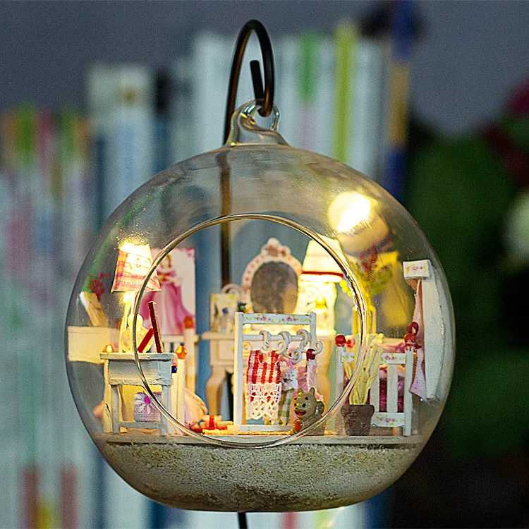 

G017 Cute room diy dollhouse DIY Mini glass ball House Model Building Kits Wooden Miniature Dollhouse Toy