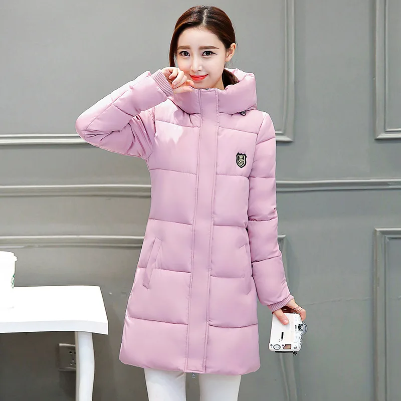 In winter, the new Korean version of the cotton dress lady has a large cap and a long hat