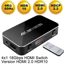Mini 4 Порты и разъёмы 4×1 HDMI коммутатора Ultra HD 4K @ 60Hz HDMI 2,0 HDCP 2,2 4 в 1 из Switcher коробки с ИК-Управление для PS4 Apple ТВ HD ТВ