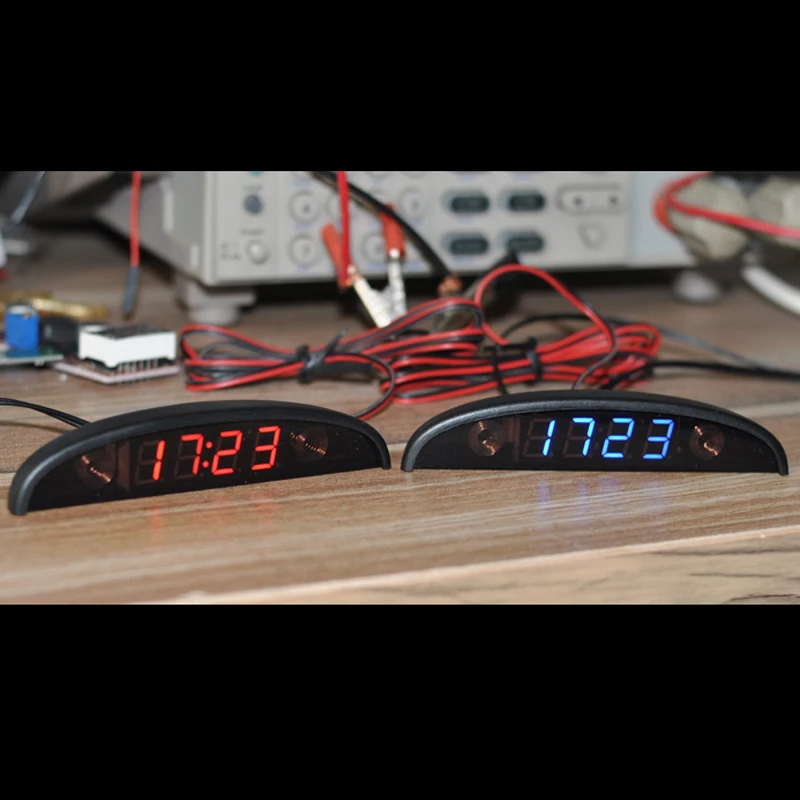 Blue LED Automotive Car Electronic Clocks Watches Dual Thermometer