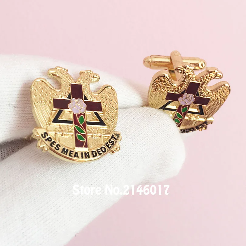 Elegant Masonic Black and White Checkered Rug Floor Cufflinks