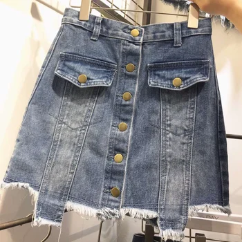 

5xl plus size vintage skirts women 2016 summer style korean vestido feminina denim jeans skirt thin package hip mini skirt A0519