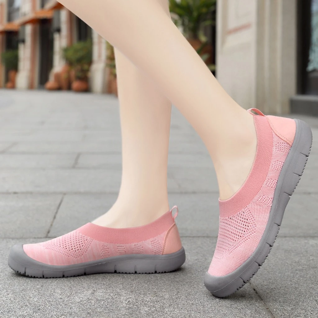 Zapatos para caminar para mujeres, zapatillas de deporte de moda sin cordones, calcetines flexibles informales, zapatos para deportes aire libre, cómodas y para correr 715 #40|Zapatos planos de mujer| - AliExpress