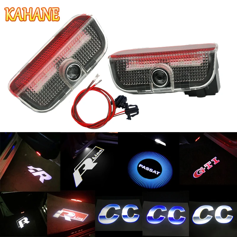 KAHANE 2pcs LED Car Door Light Courtesy Laser Projector Guest Light FOR VW Golf 5 6 7 Passat B5 B6 B7 T5 Touran Jetta MK5 MK6 CC KAHANE 2pcs LED Car Door Light Courtesy Laser Projector Guest Light FOR VW Golf 5 6 7 Passat B5 B6 B7 T5 Touran Jetta MK5 MK6 CC