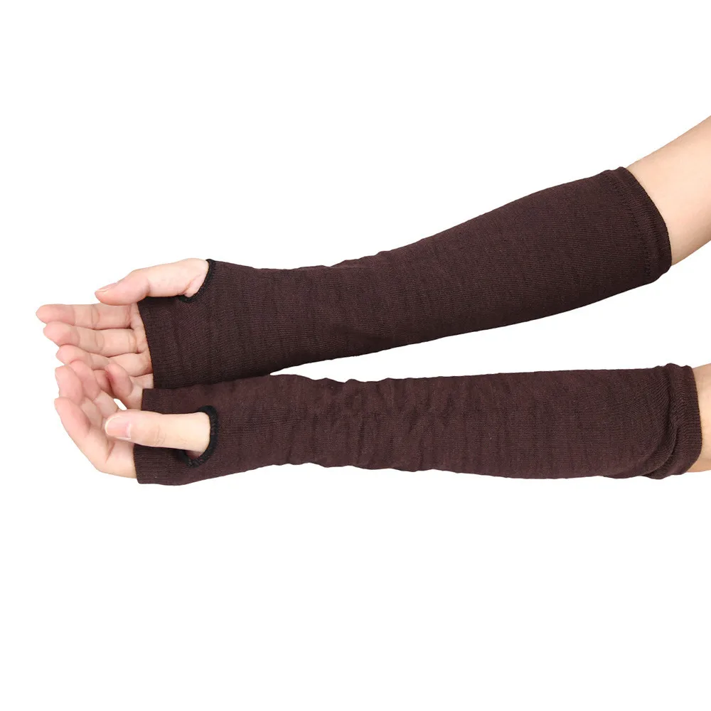 Winter Wrist Arm Hand Warmer Knitted Long Fingerless Gloves Mitten Women Arm Warmer Glove