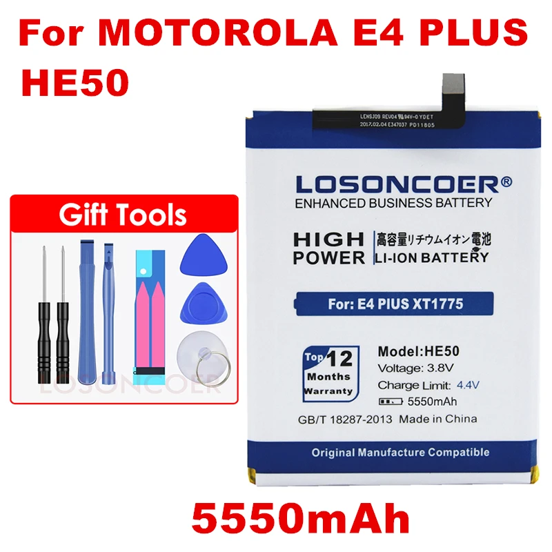 LOSONCOER 5550mAh HE50 Battery For Motorola Moto E4 Plus