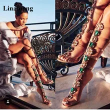 Новейшая мода тонкие каблуки рельефные декоративные прозрачные длинные красивые сексуальные хороший матч уникальные украшения сапоги