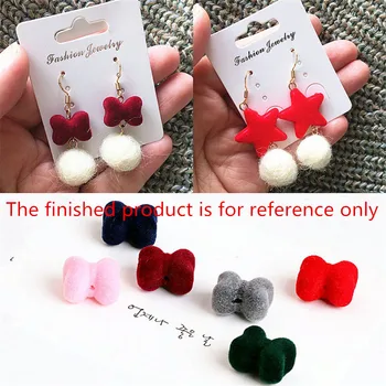 

Wholesale 60PCs 15*11MM 3D Ribbon Bow 3D Acrylic Velvet Beads DIY Jewelry Findings Ornament Accessories Necklace Earring Beads