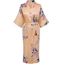 Высокое качество, золотой женский шелковый халат, кимоно, банное платье, стиль, китайская женская летняя ночная рубашка, Размеры S M L XL XXL XXXL BR101