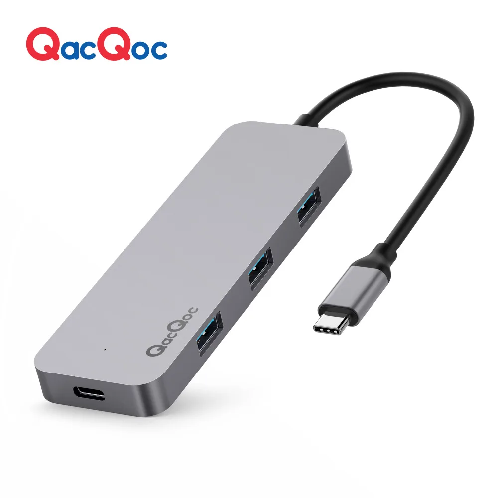 

QacQoc GN30C Aluminium USB C Hub with 3 USB 3.0 Ports 4K HDMI Card Reader Type-C Power delivery for Macbook12" Type C adapter