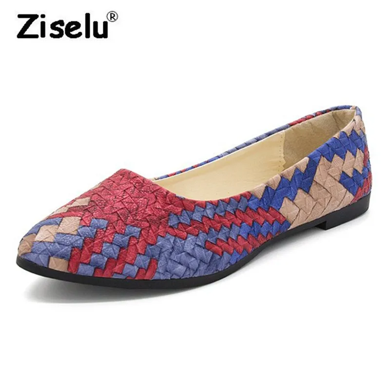 

2018 Summer New Weaving Design Pointed Toe Women Flats Shallow Non Slip Comfort Office Ladies Flats Fashion Student Casual Shoes