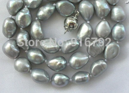

Free shipping@@@@@ YH@CS >>>sstunning 11mm baroque gray freshwater cultured pearl necklace 16" a