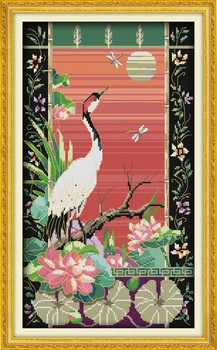 

Crane, counted printed on fabric DMC 14CT 11CT Cross Stitch kits,embroidery needlework Sets, Home Decor