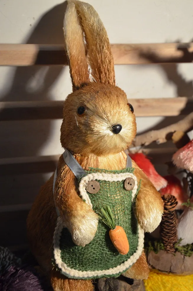 2014 gift apron rabbit folk art Grass straw crafts Handmade Pure hand