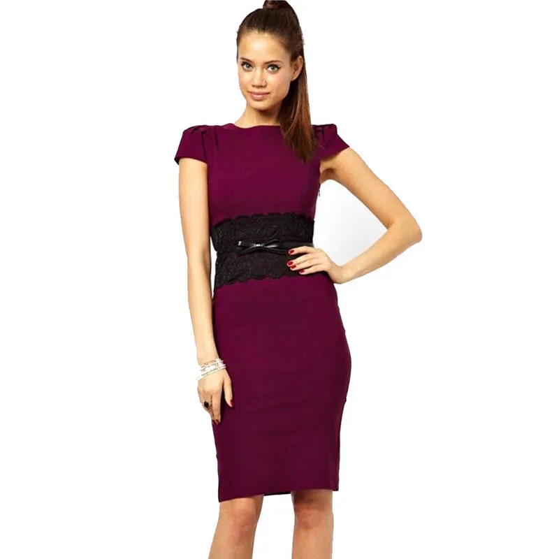 

New Fashion Elegant Sleeve Cap Lace Sexy Party Evening Bodycon Women Dresses Free Shipping Size S M L XL XXL D0340