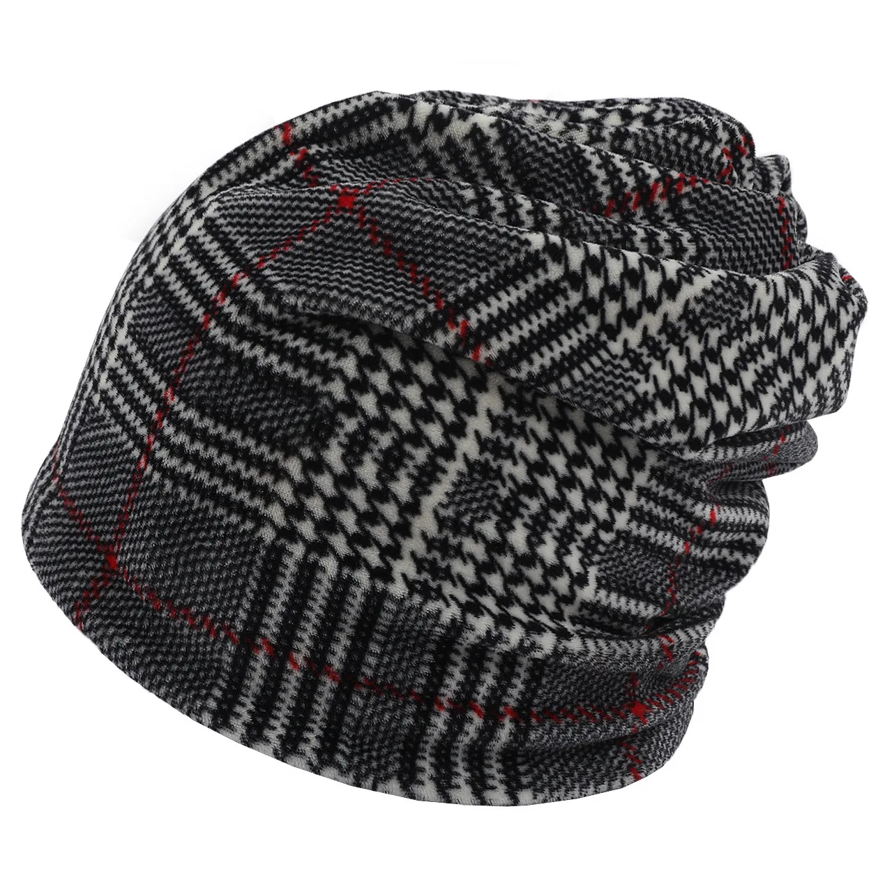 

Men Soft Beanie Lattice Stripe Printing Knitted Plus Cotton Bonnet For Men Women Turban Hats Muts Winter Keep Warm Velvet Cap
