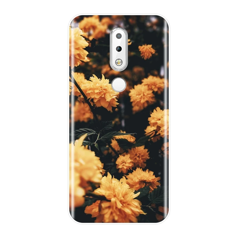 Задняя крышка из ТПУ с цветочным рисунком розы для Nokia 7 1 6 5 3 2 Plus Мягкий