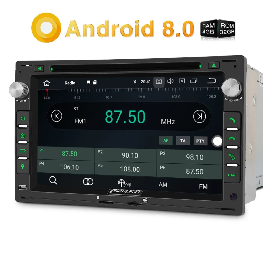 Pumpkin2 Din 7''Car Radio Android 8.0 Car DVD Player GPS 4G RAM Qcta-core Car Stereo Audio For VW/Golf/Passat Wifi FM Rds Radio 