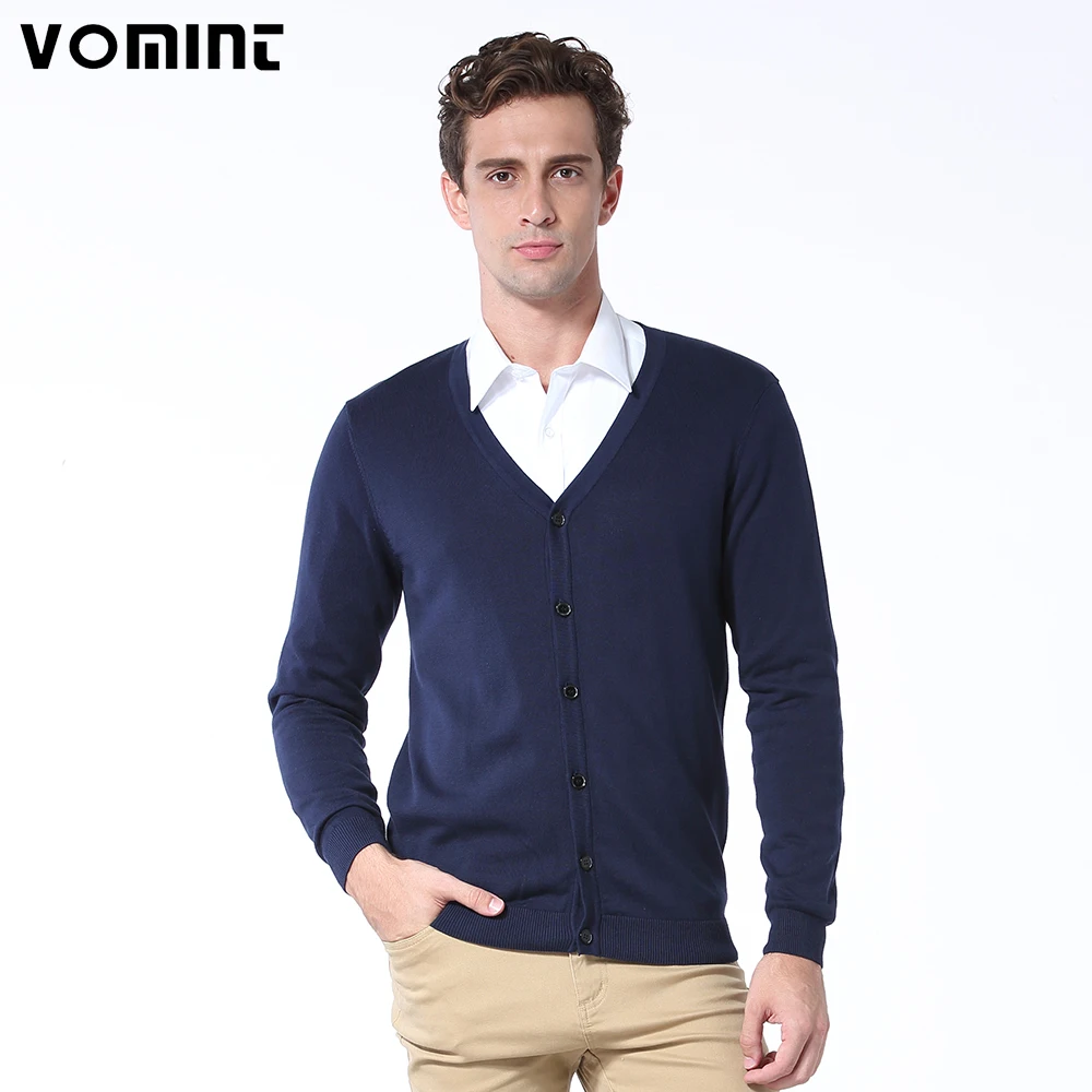 

Vomint Spring Basic Mens Cardigans Sweater Solid O-neck Knitted Cotton Fabric All Match Wear Multi Color Regular Fit U6PI6837