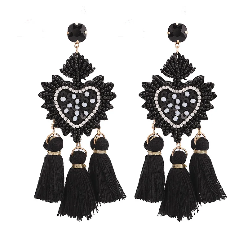 Oorbellen серьги с кисточками для Для женщин женские массивные серьги Модные украшения Для женщин длинные Винтаж богемные серьги-капли в подарок уха - Окраска металла: E1106 Black