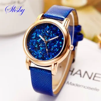 shsby new babysbreath Leather strap montre femme Casual watch Ladies Rhinestone Wrist Quartz Watch colorful Women dress Watches melissa shining crystals dress watches women real leather dress wrist watch personalized moon dial relogio quartz montre femme