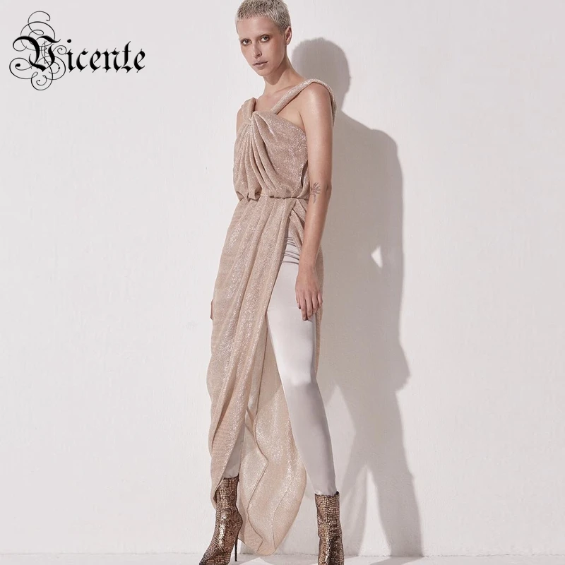 VC HOT Fashion Long Gold Dress Twist Knot Design Sexy Sleeveless Backless Wholesale Celebrity Party Slip | Женская одежда