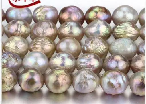 

gorgeous 11-12mm freshwater baroque multicolor pearl necklace 18inch 925silver