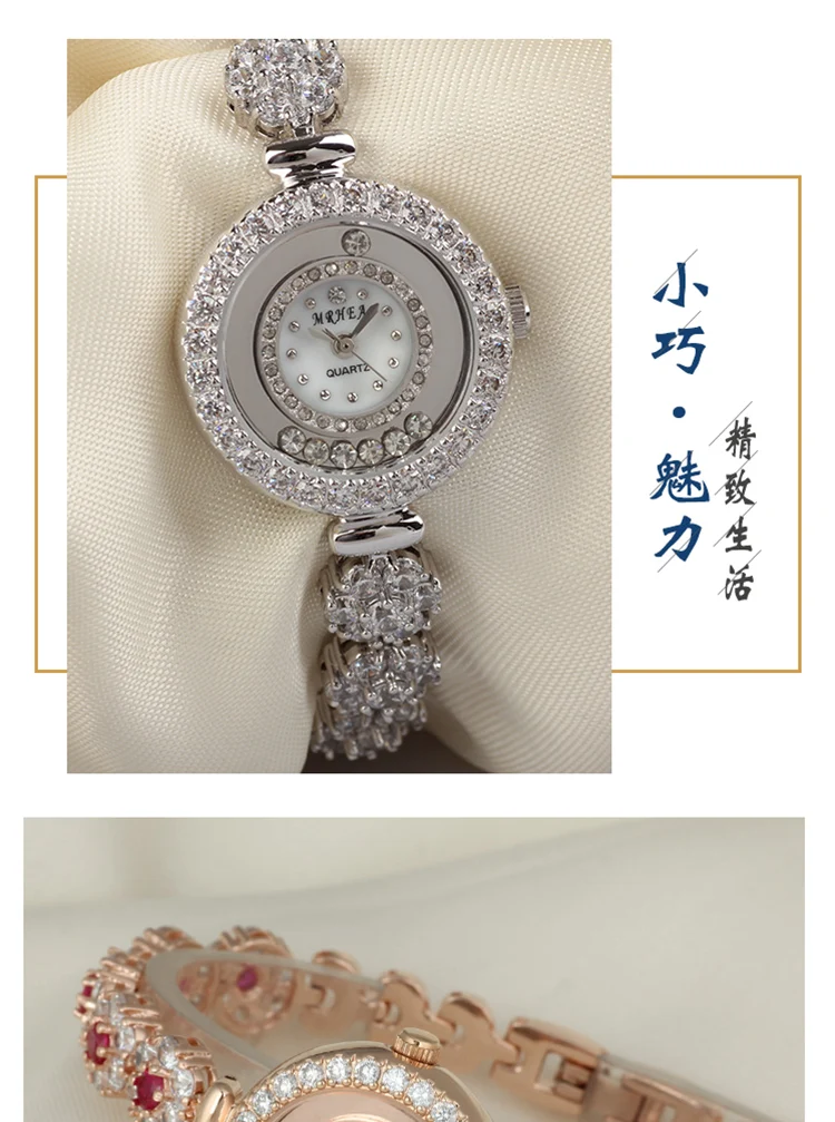 a executar feminino pequeno dial rose gold rhinestone bracelet watch