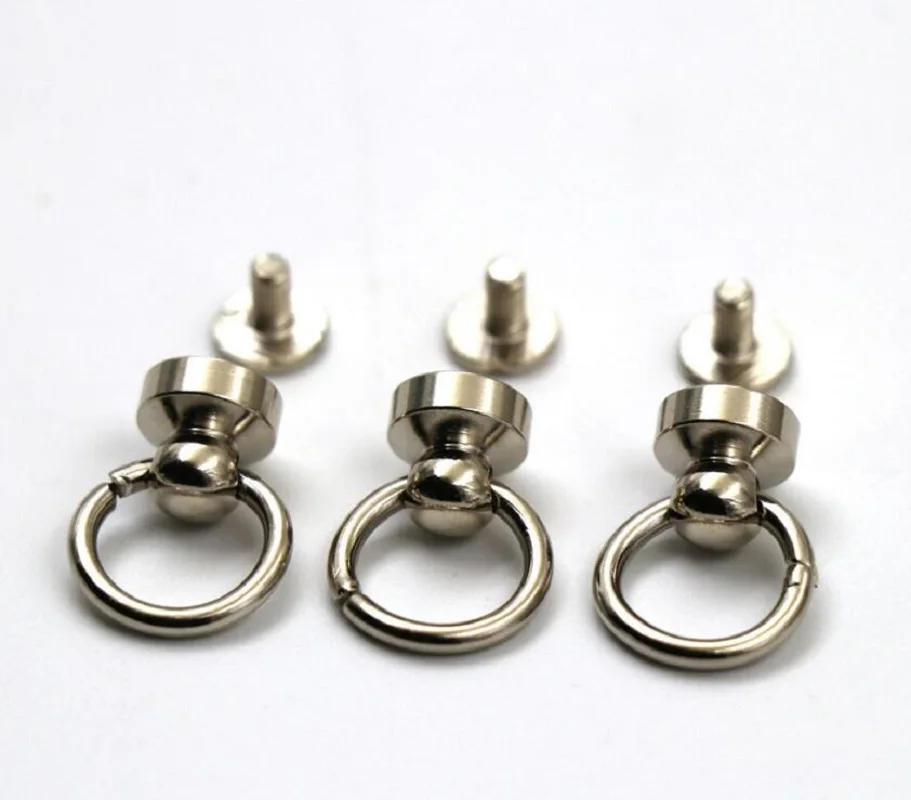 10pcs Brass Rivet Studs Screw Fastener Screw Stud Back Round Head Ring