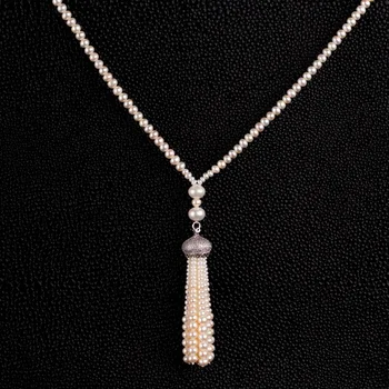 

Customized Pearl Necklace Long Natural Genuine Pearls Necklace With Real Pearl Pendants Fashion Pearl Jewelry Women Best Gifts