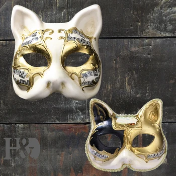 

H&D 2pcs Sexy Retro Italy Venetian Style Masquerade Mask Handmade Cosplay Cat Half Face Shows Party Mask For Men Women