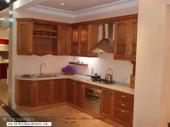 Estilo europeu armário de cozinha em madeira maciça (LH SW025) em