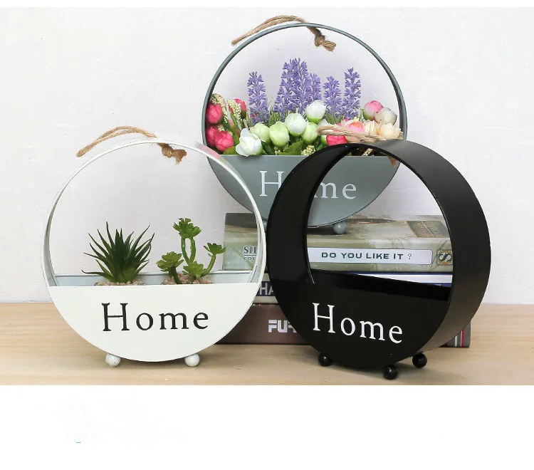

1PC Iron Artificial Flowers Wall Vase Hanging Succulent Flowerpot Container Wall Decoration for Wedding Home Decor JL 243