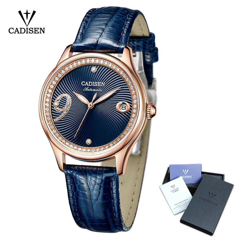 

2018 New CADISEN Women Watch Automatic Leather Stainless steel Couples Fashion Business Top Brand Luxury Waterproof Wristwatch