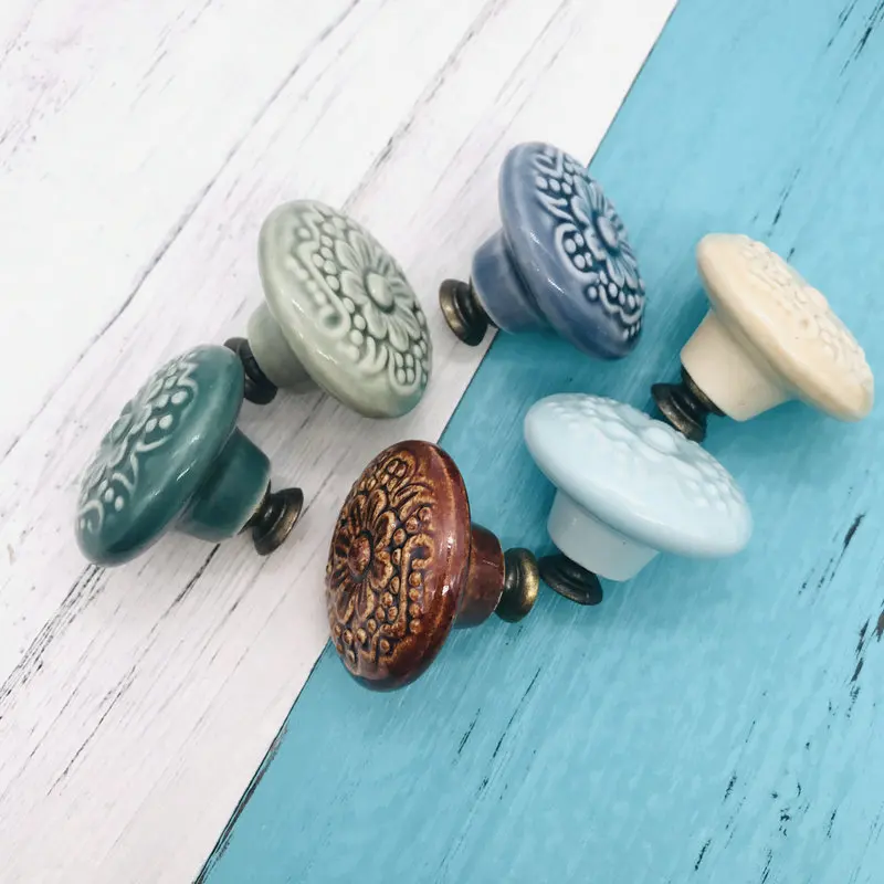 6x خمر الخزف التأثيرات السيراميك مجلس الوزراء مقابض أدراج الاطفال الأطفال خزانة مقبض مقابض مضمد خزانة دولاب مقبض دائري