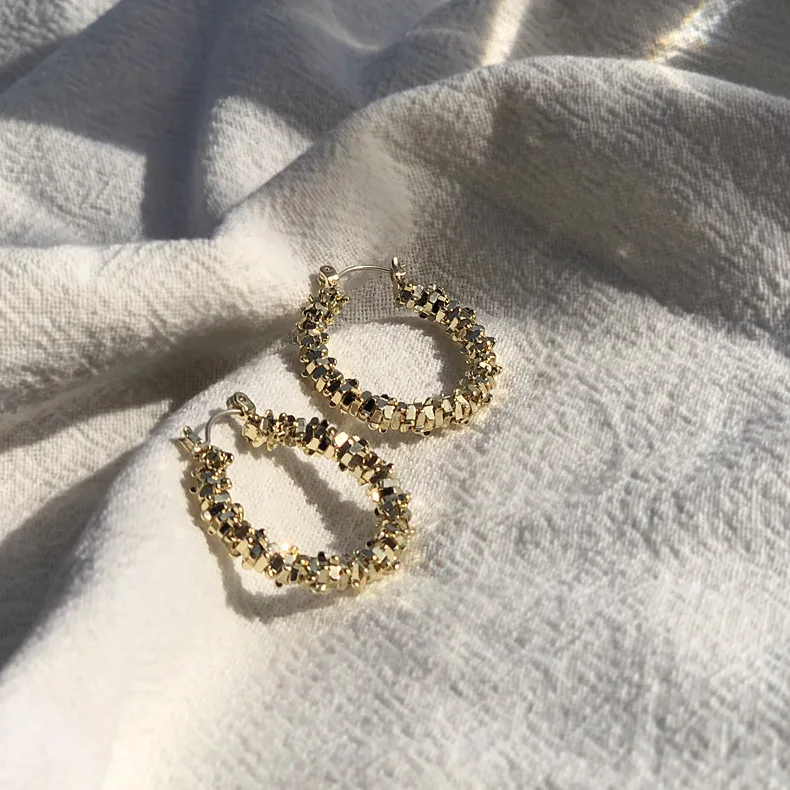 S925, не вызывает аллергии, блестящие металлические золотые серьги-кольца для женщин, японские корейские модные маленькие серьги-кольца для девушек, ювелирные изделия