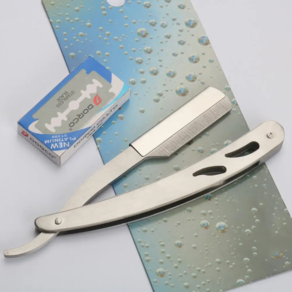 

Men Stainless Steel Folding Hair Razor Shaving Blades Mustache Trimming Tool hot