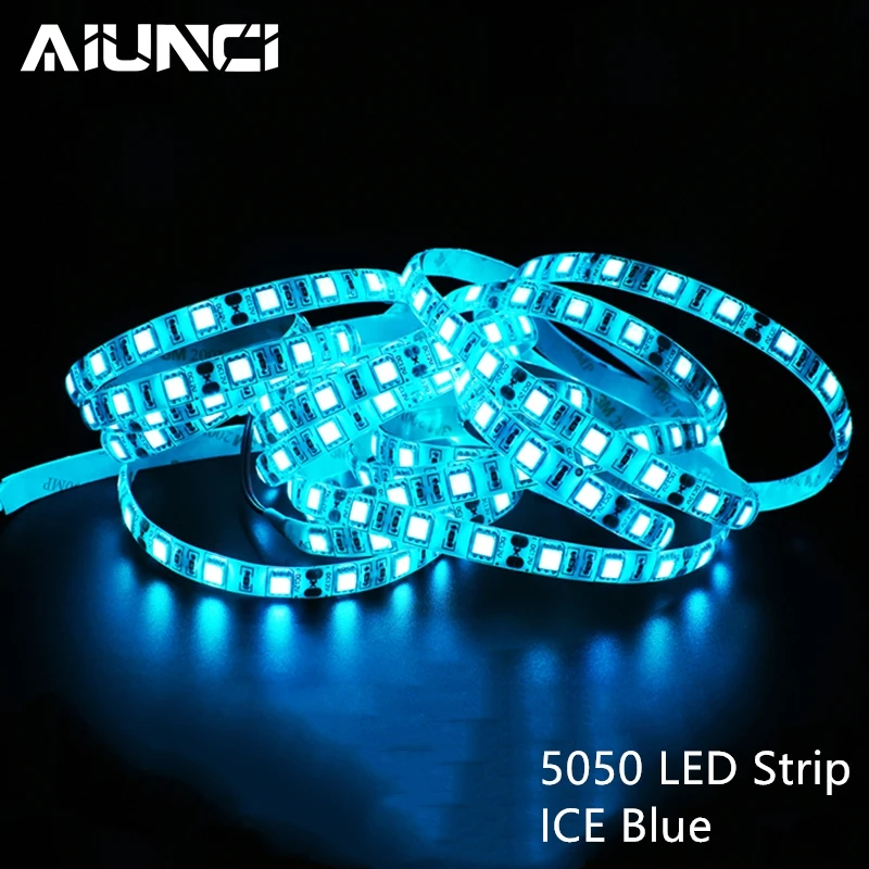 

Ice Blue 5050 LED Strip DC 12V Waterproof / Non-waterproof 5M 60LEDs/m Flexible Strip Ribbon Light Tape